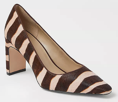 You are currently viewing Coffee Break: Zebra Print Haircalf Blade Heel Pumps